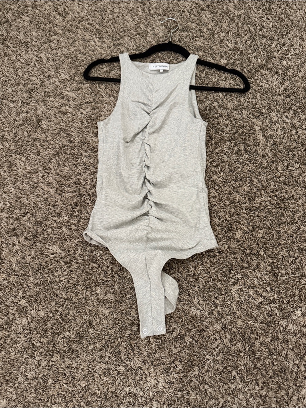 WeWoreWhat Light Gray Ruched Tank One-Piece